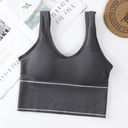 [10773] W-B003 Bra Sport Bra Gym Olahraga Wanita Tanpa Kawat Elastis Underwear Female Motif Polos B03 (W-B003-AW/Dark Gray)