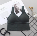 [10774] W-B003 Bra Sport Bra Gym Olahraga Wanita Tanpa Kawat Elastis Underwear Female Motif Polos B03 (W-B003-AW/Dark Green)