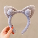 [10828] BD-A003 Bando Karakter Telinga kucing Bandana Pom-Pom Bulu Gaya Korea Fashion Aksesoris Rambut Wanita Headband Cloud Empuk (BD-A003-Grey)