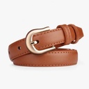 [10836] TP-KL003 Sabuk Cewek Ikat Pinggang Wanita Bahan Kulit Sintesis Gaya Casual Retro Vintage Kekinian Aksesoris Belt Kecil Polos (TP-KL003-Brown)