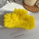 [10848] JR-A005 Jepit Rambut Bulu Bulu Jedai Wanita Cantik New Fashion Square Large Plush Fluffy Hair Claw Clips (JR-A005-Yellow)