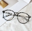 [10978] PL-AR016 Kacamata Anti Radiasi Wanita Lensa Bulat Bahan Metal (PL-AR016-White/Leopard)