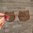 [11016] PL-MX016A Kacamata Anak Model Kucing Imut Fashion Imut dengan Aksen Pita (PL-MX016A-Cream/Tea)