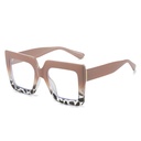 [11064] PL-AR018 Kacamata Fashion Gaya Urban Korea Square Large Frame Simple Lensa Anti Radiasi (PL-AR018-Pink-Leopard)