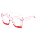 [11066] PL-AR018 Kacamata Fashion Gaya Urban Korea Square Large Frame Simple Lensa Anti Radiasi (PL-AR018-Pink-Red)