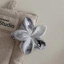 [11094] JR-A014 Jepit Rambut Model Bunga Kamboja Khas Bali Dengan Marble Pattern (JR-A014-White/Silver)