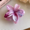 [11095] JR-A014 Jepit Rambut Model Bunga Kamboja Khas Bali Dengan Marble Pattern (JR-A014-Purple/Silver)