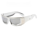 [11150] PL-H045 Kacamata Hitam Oversized Cyber Look Anti UV Kacamata Fashion Pria Wanita (PL-H045-Silver/White)
