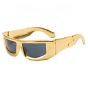 [11151] PL-H045 Kacamata Hitam Oversized Cyber Look Anti UV Kacamata Fashion Pria Wanita (PL-H045-Gold/Black)