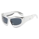 [11155] PL-H046 Kacamata Hitam Cyberpunk Anti Silau & Stylish Kacamata Fashion Pria & Wanita (PL-H046-Silver/Black)