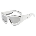 [11156] PL-H046 Kacamata Hitam Cyberpunk Anti Silau & Stylish Kacamata Fashion Pria & Wanita (PL-H046-Silver/White)