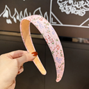 [11176] BD-A004 Bando Korea Motif Bunga dan Kotak Fashion Wanita Premium (BD-A004-Pink/Flower)