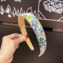 [11178] BD-A004 Bando Korea Motif Bunga dan Kotak Fashion Wanita Premium (BD-A004-Green/Flower)