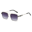[11220] M-MX002-P2 Kacamata Premium Quality Double Bridge Luxury Metal Gradient Sun Glasses Unisex (M-MX002-P2-Silver/Gradient Gray)
