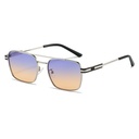 [11223] M-MX002-P2 Kacamata Premium Quality Double Bridge Luxury Metal Gradient Sun Glasses Unisex (M-MX002-P2-Silver/Blue Yellow)