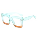 [11225] PL-AR018 Kacamata Fashion Gaya Urban Korea Square Large Frame Simple Lensa Anti Radiasi (PL-AR018-Blue-Brown)