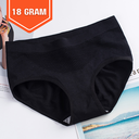 [11227] W-CD001 Celana Dalam Wanita Briefs Elastis Seamless Mid Waist Bahan Katun CD01 Pakaian Dalam (W-CD001-18 Black)