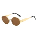 [11233] M-MX003 Kacamata Fashion Metal Lensa Oval Anti-UV Protection Premium (M-MX003-Tea/Gold)