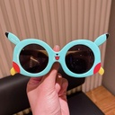 [11245] PL-H048A Kacamata Hitam Anak Motif Kartun Pikachu Lucu Kid's Sunglasses Anti UV (PL-H048A-Blue)