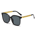[11316] PL-H023 Kacamata Hitam Wanita Frame Model Rantai Logam Plastik Oversized Women Sunglasses Chain Frame Mode Fashion Ootd Style (PL-H023-Plain Black)