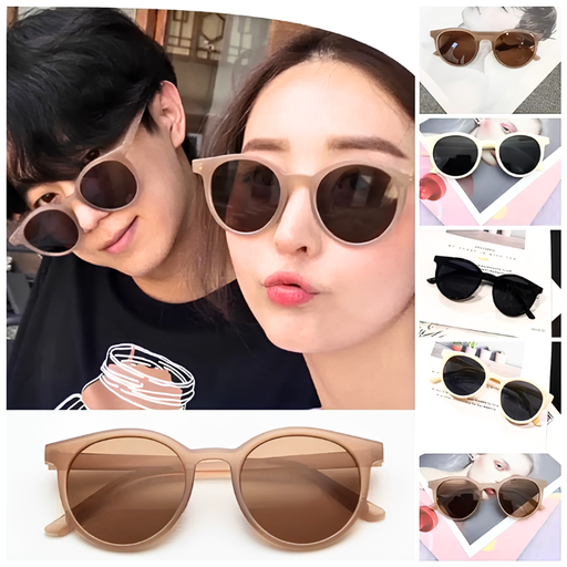 PL-H007 Korean INS Hot Fashion Bulat Mata Kucing Kacamata Hitam Wanita/Pria Sunglasses MK01
