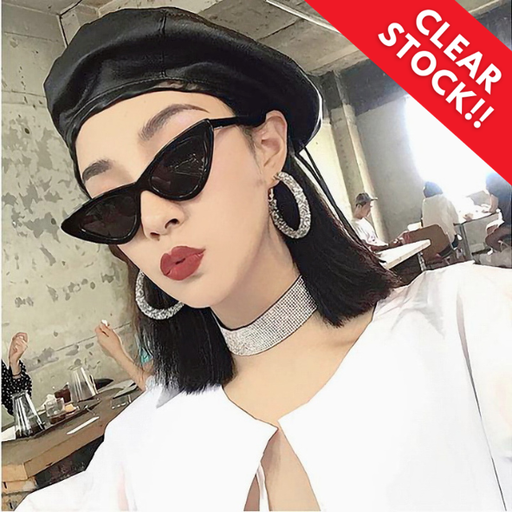 PL-H008 Korean Fashion Segitiga Mata Kucing Kacamata Hitam Wanita/Pria Sunglasses MK02