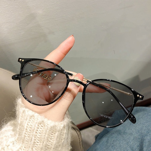 PL-ARPT002 Kacamata Photochromic Anti Radiasi Bentuk Bulat Bahan Metal Gaya Korea Untuk Pria Dan Wan