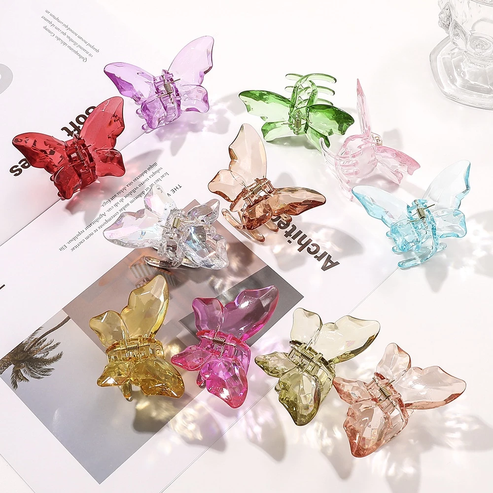 JR-A007 Jedai Rambut Motif Kupu-Kupu Kristal Butterfly Korean Jepit Hair Claw Transparant Aksesoris