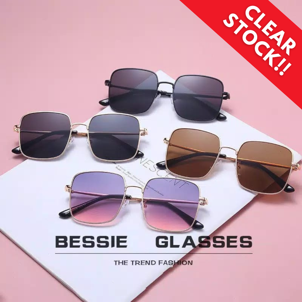 M-MX001 "Clear Stock" Kacamata Pria/Wanita-Fashion-Retro Vintage Segiempat Metal-Sunglasses-Korea K104