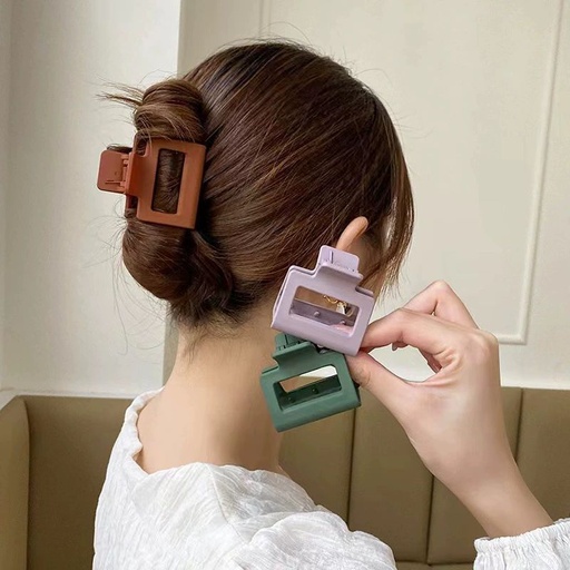 JR-A002 Jepitan Rambut Model Kotak 5Cm Polos Jedai Wanita Bahan Plastik Korean Hair Claw Clip Women Fashion Geometric
