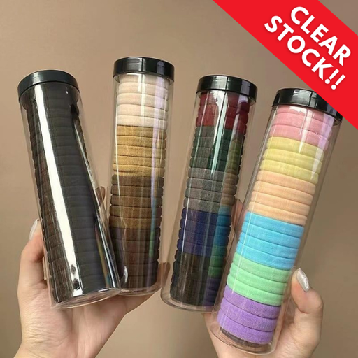 KR-A001 Ikat Rambut Donat Tabung Isi 20 pcs Karet Rambut Polos Wanita Kunciran Anak Dewasa Warna Warni