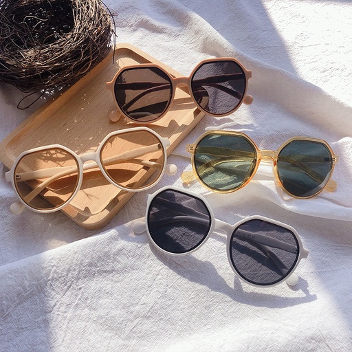 PL-H041 Kacamata Hitam Frame Hexagon Korean Retro Elegan Fashion