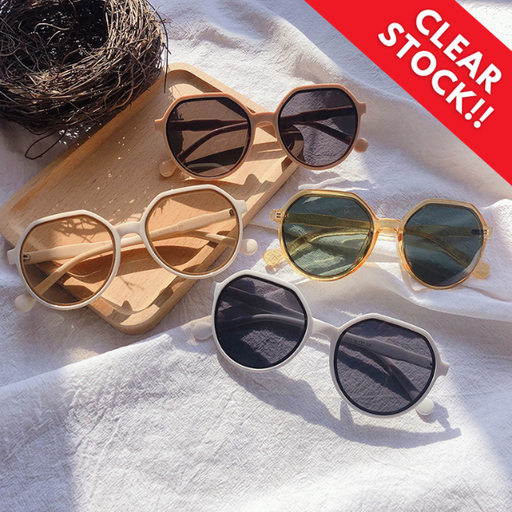 PL-H041 Kacamata Hitam Frame Hexagon Korean Retro Elegan Fashion