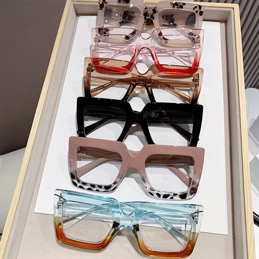 PL-AR018 Kacamata Fashion Gaya Urban Korea Square Large Frame Simple Lensa Anti Radiasi