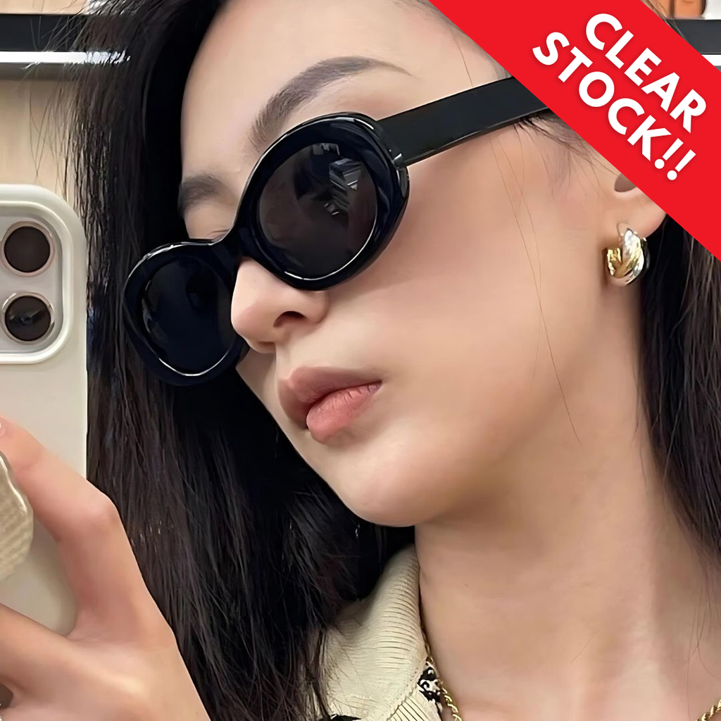 PL-H026 "Clear Stock" Kacamata Hitam Cewek Murah Korea Fashion Kacamata Hitam Retro Gaya Anti Radiasi UV