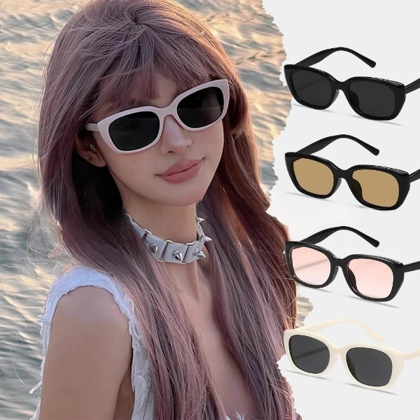 PL-H038 Kacamata Hitam Fashion Retro Uv Protection Sunglasses Gaya Casual Trendy