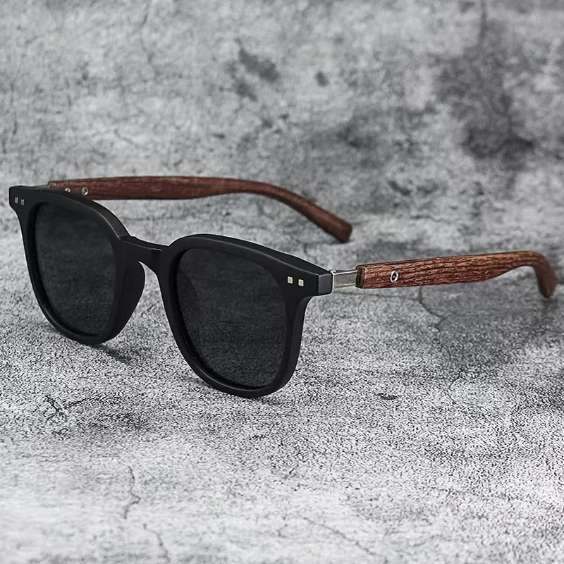 PL-H050 Kacamata Hitam European and American Wood Grain Leg Sunglasses Uv Protection