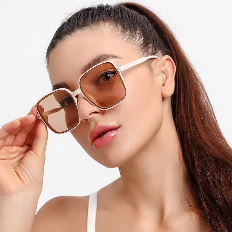 PL-WW006 Kacamata Hitam Pelindung UV Bentuk Kotak Oversize Gaya Eropa Untuk Wanita