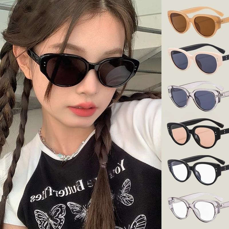 PL-WW012 Kacamata Cat Eye Wanita Pria Anti UV Frame Bingkai Titik Dua New Fashion Trendy