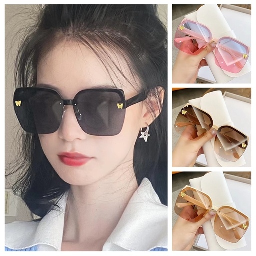 PL-MX013 Kacamata Hitam Fashion Square Style Tanpa Bingkai Kacamata In Gradien Ocean Piece Bingkai Besar